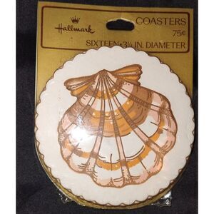Hallmark VTG Seashell Paper Coasters Beach Summer Scallop  NOS 16 Total 3.25" di